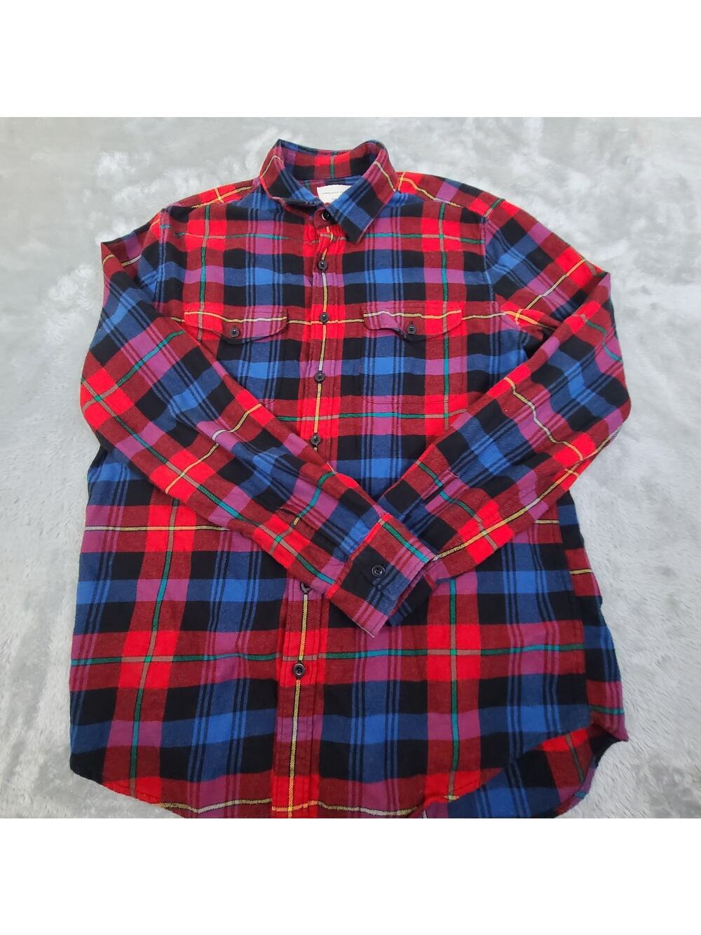 American‎ Eagle Flannel Shirt Mens Size LT Plaid Long Sleeve Button Up Cotton